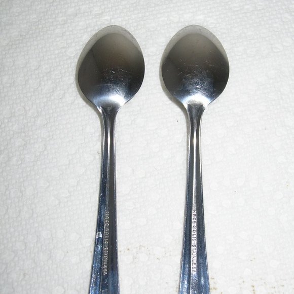 2 Vintage HB Co BABY Childs SPOONS Tea Solid Stainless 4.5"L NEW  F - Picture 4 of 4